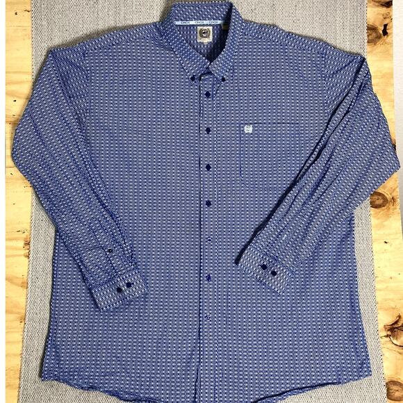 Cinch White Label Western Shirt Men's XXL Blue Gingham Check Rodeo Logo - Picture 1 of 13